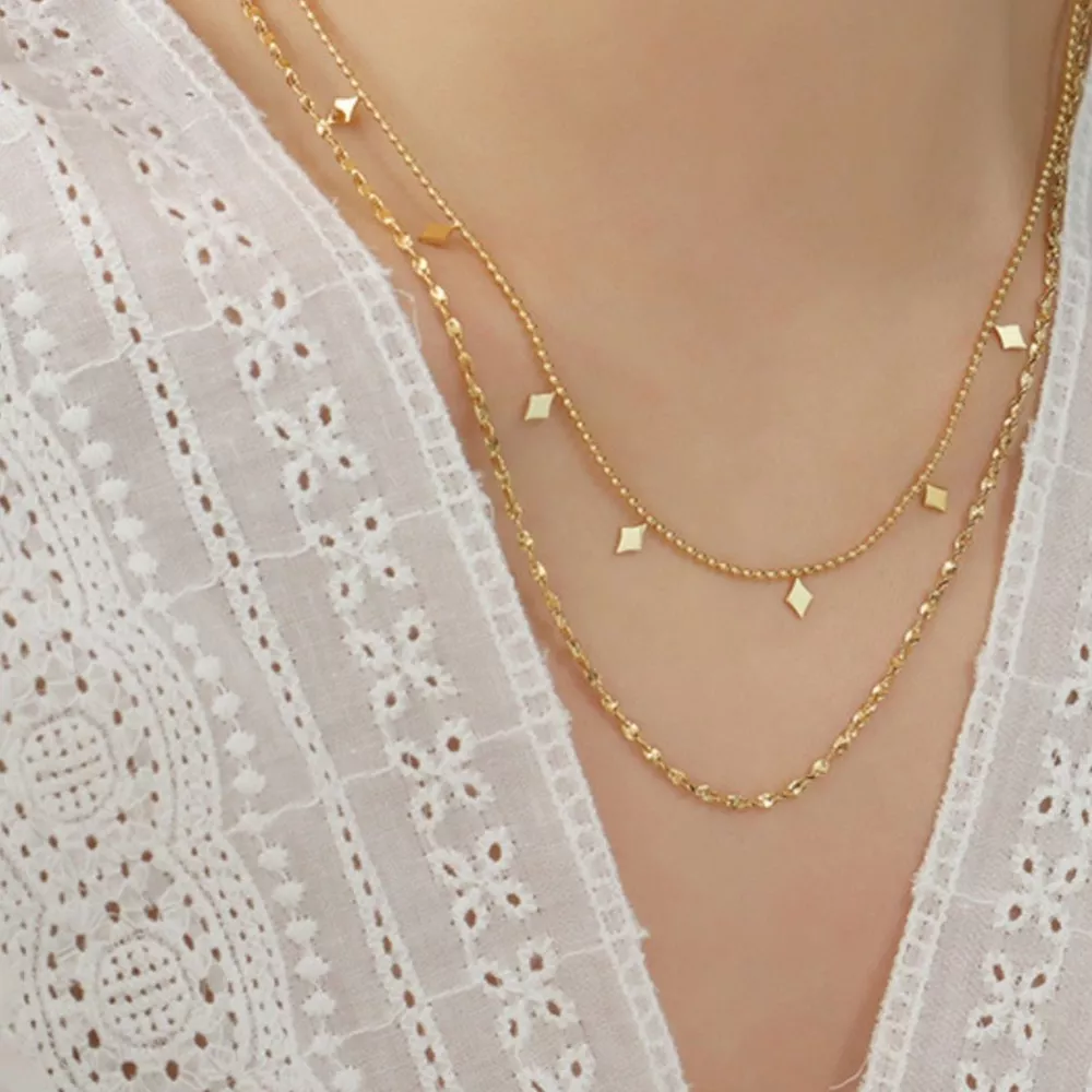 18K Gold-Plated Titanium Steel Layered Necklace, image 6