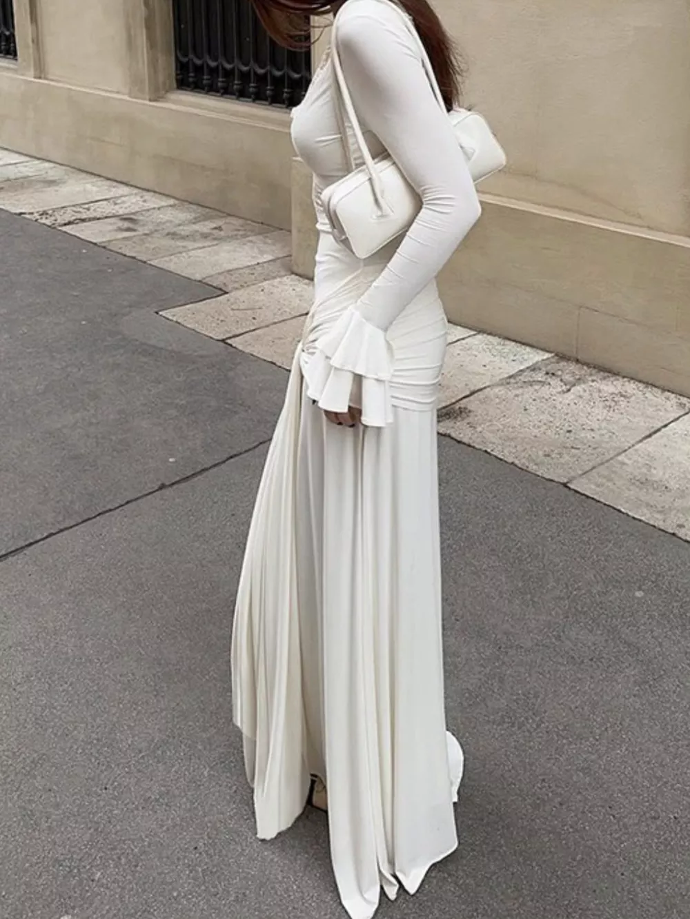 Lace Trim Long Sleeve Maxi Dress, image 6