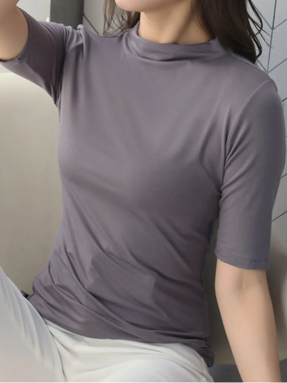 Solid Color Short Sleeve T-Shirt, image 12