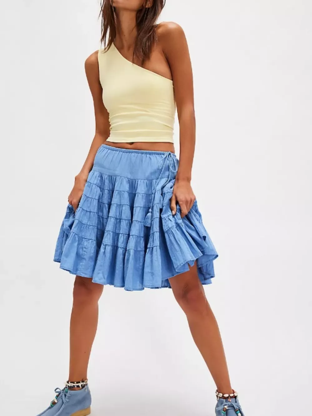 Tiered Drawstring Mini Skirt, image 2