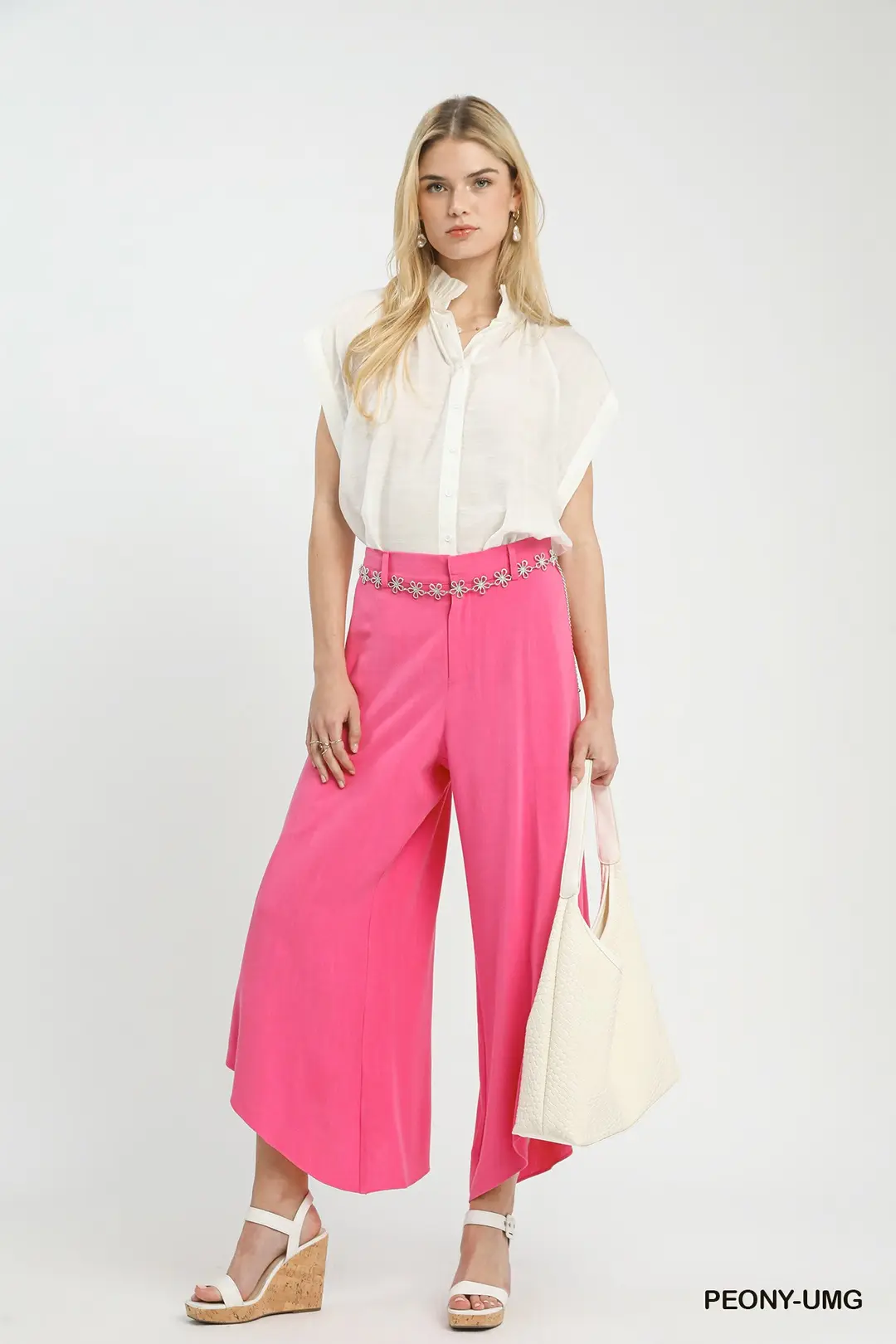 Flowy Asymmetrical Hem Wide Leg Pants, image 4