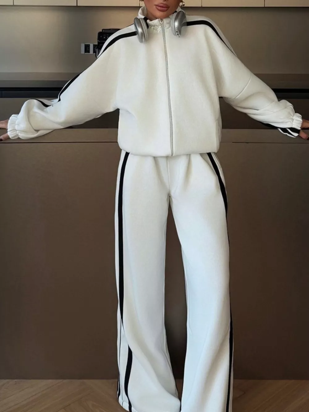 Side Stripes Zip Up Top and Pants Set, image 15