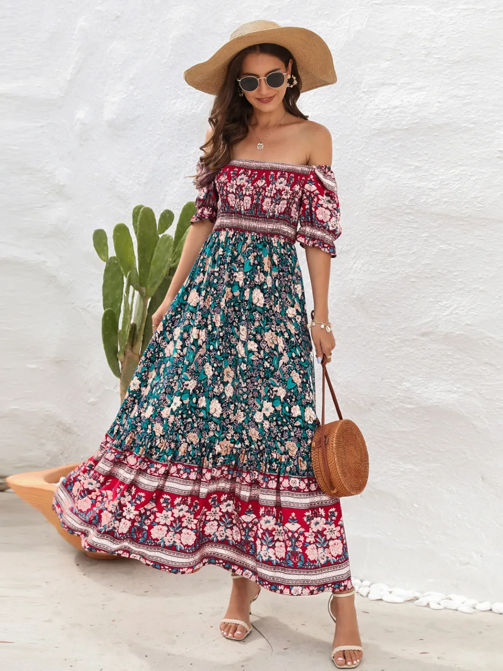 Floral Flounce Sleeve Midi Dress, image 6