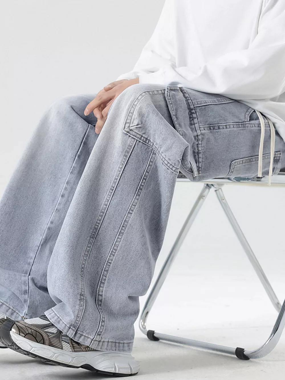 Men's Full Size Wide Leg Cargo Jeans Plus Size, image 9