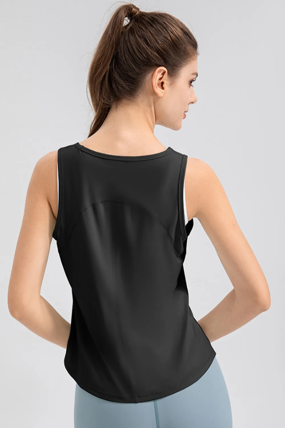 Wide Strap Round Neck Active Tank, image 7