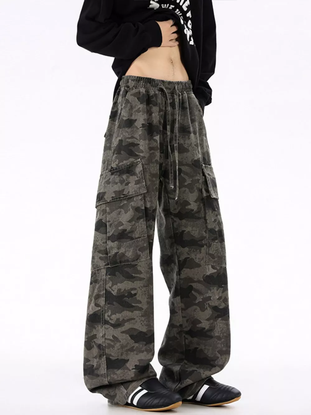 Men's Plus Size Camouflage Wide Leg Pants, image 5