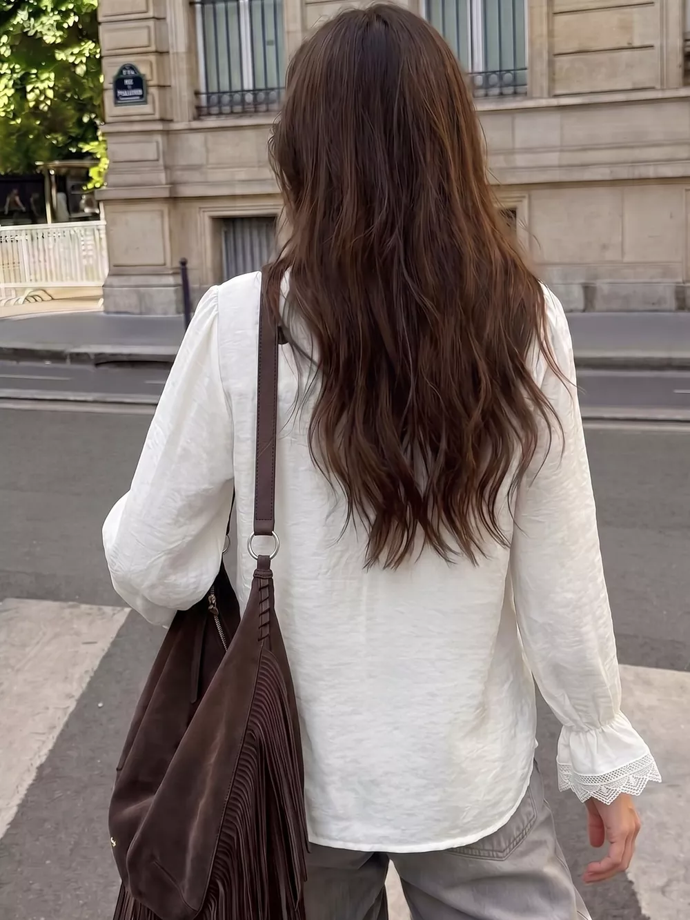 Lace-Trimmed Button-Down Shirt, image 6
