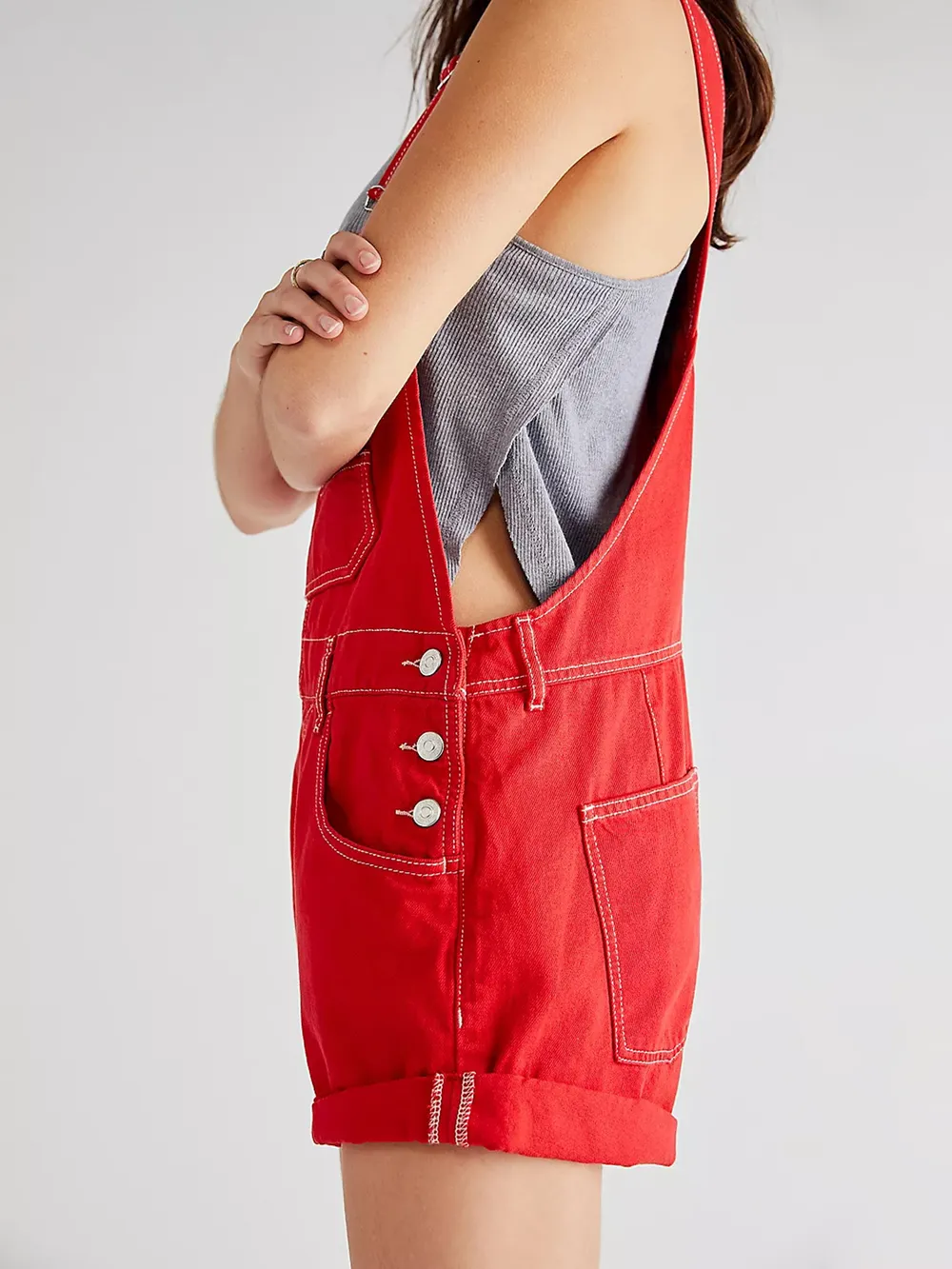 Wide Strap Square Neck Denim Overalls, image 2