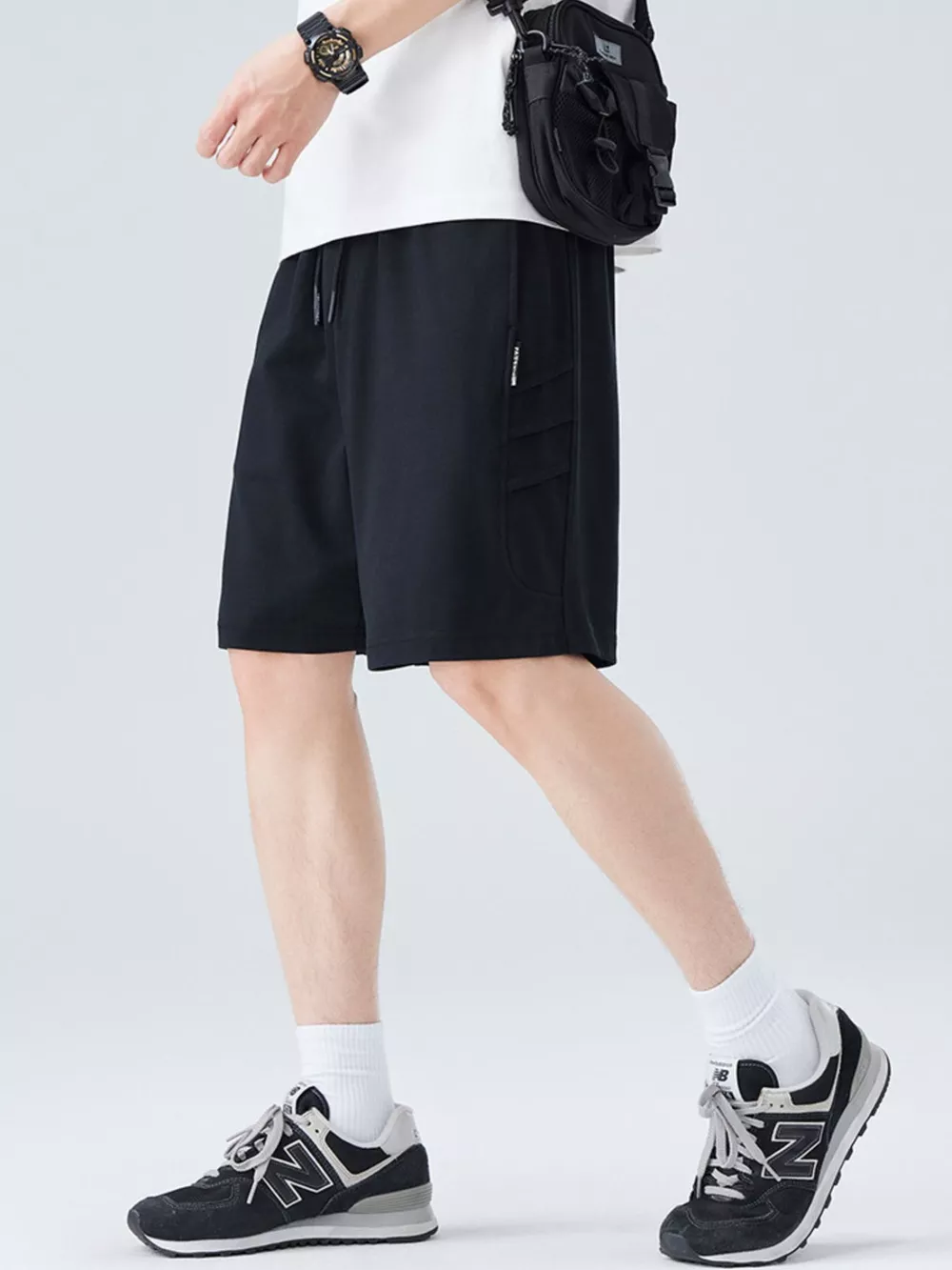 Men's Plus Size Casual Cargo Shorts with Drawstring