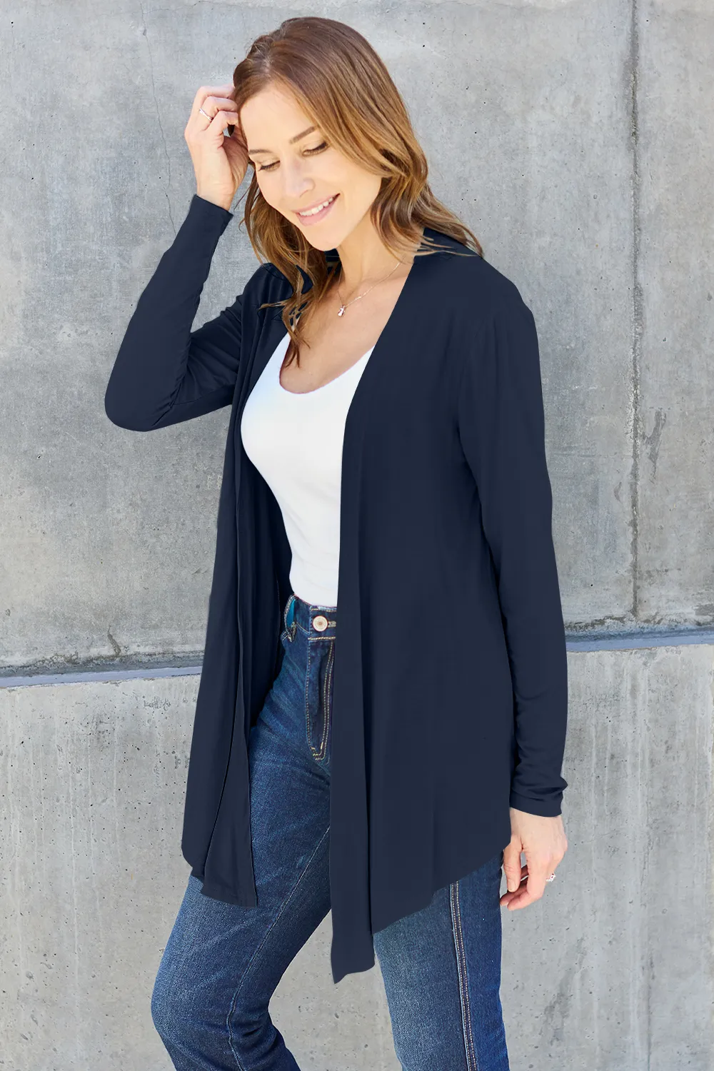 Full Size Open Front Long Sleeve Cardigan, image 9