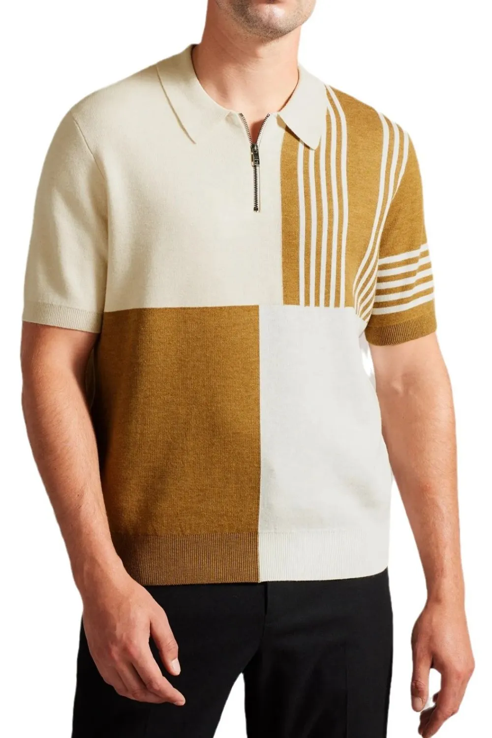 Men's Plus Size Color Block Short Sleeve Polo, image 4