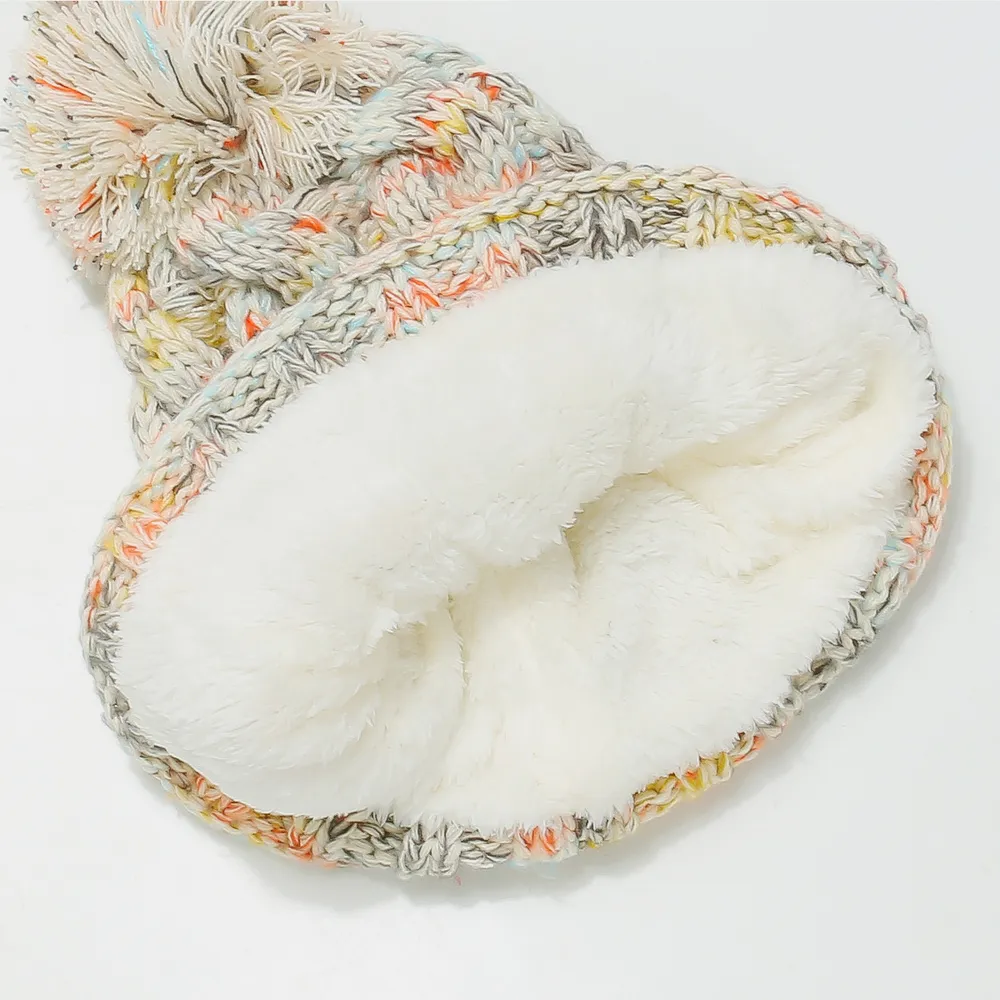 Contrast Cable-Knit Hat with Pompom, image 3