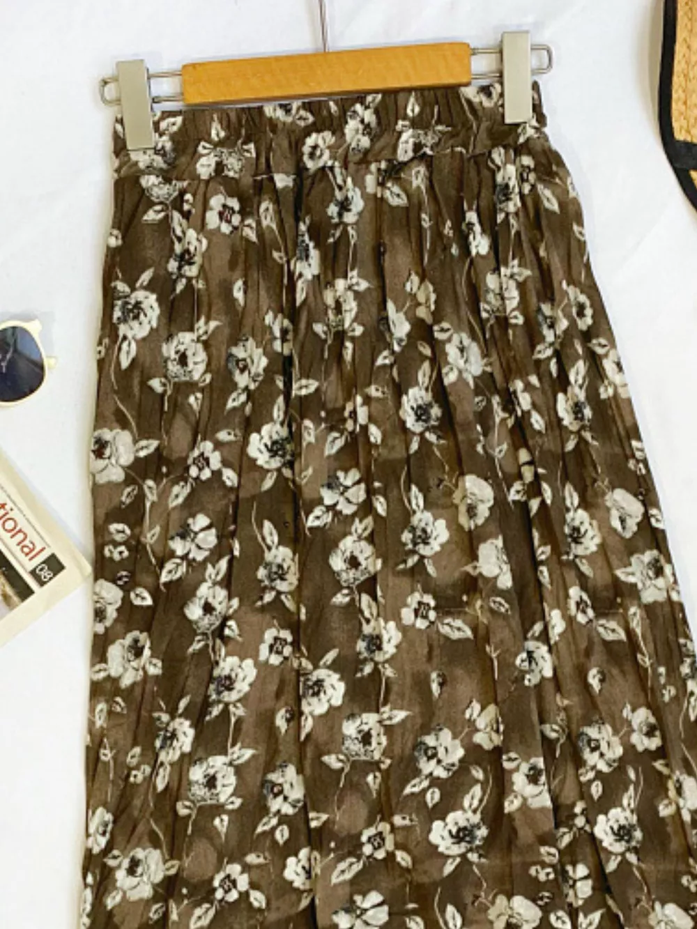 Floral Print Elastic Waist Midi Skirt, image 14