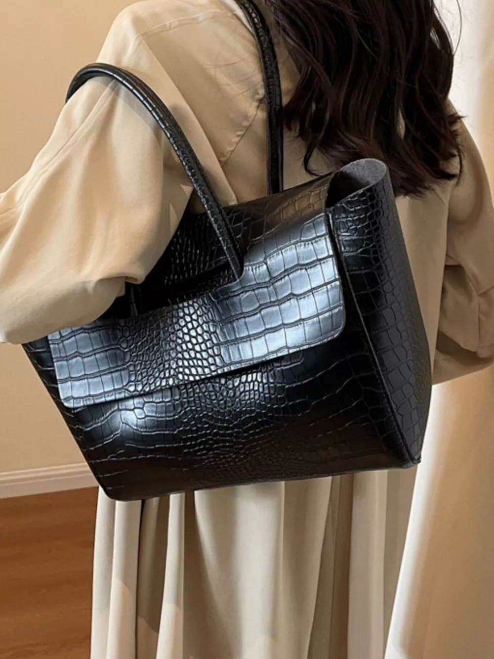 Crocodile Embossed Tote Bag, image 6