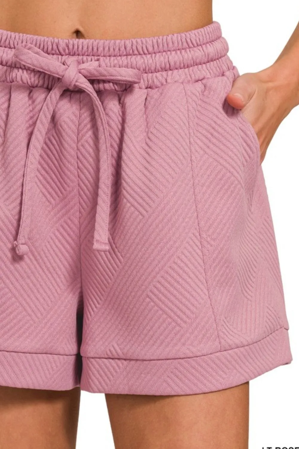 Textured Knit Jacquard Drawstring Shorts, image 4