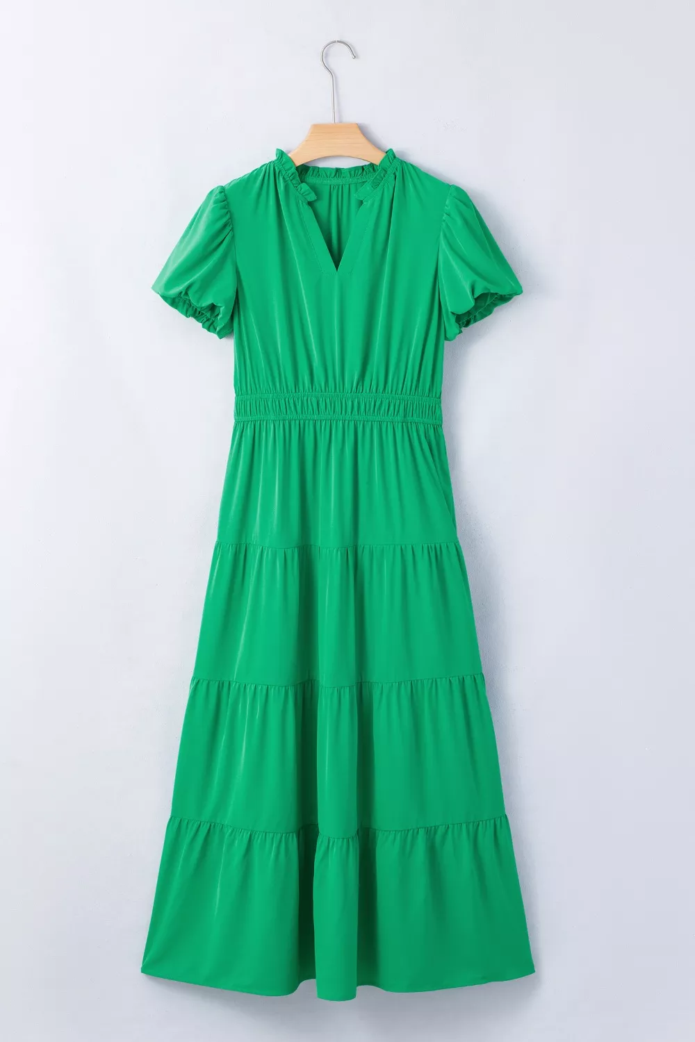 Elegant Ruffled Tiered Puff Sleeve Maxi Dress, image 7