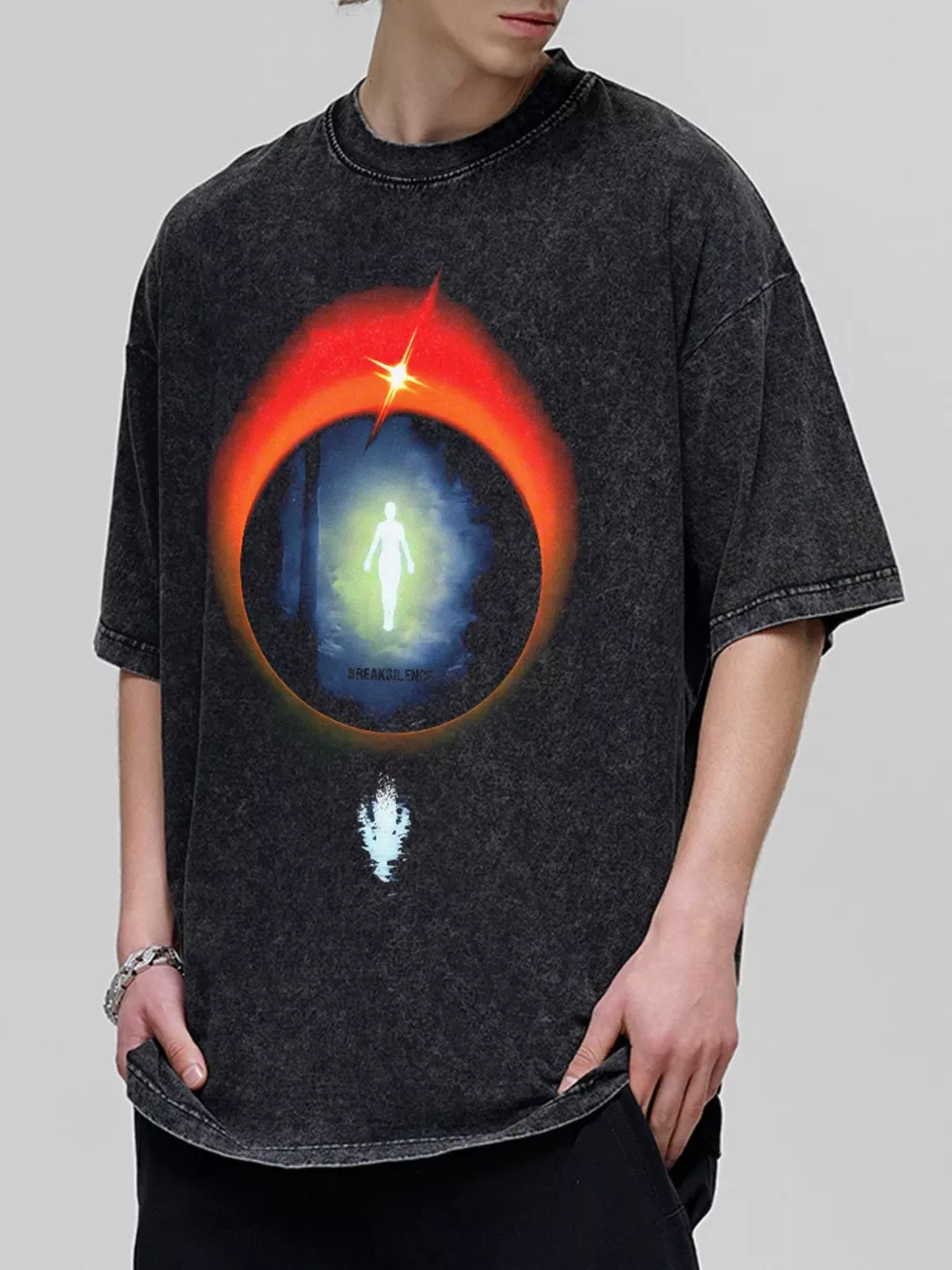 Men's Vintage Wash Graphic Oversized T-Shirt, image 2