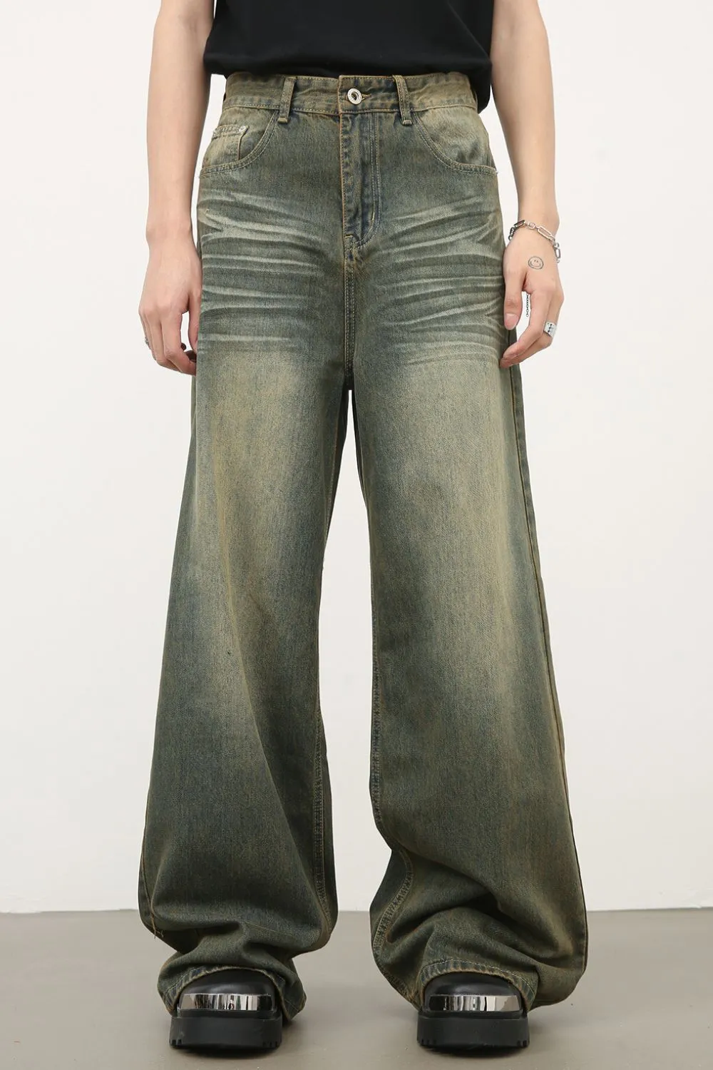 Men's Wide Leg Jeans with Pockets