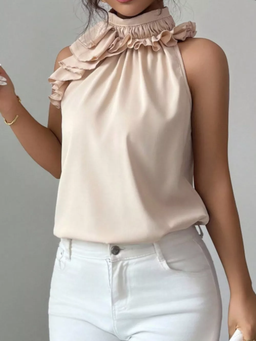 Ruffle High Neck Sleeveless Top, image 15