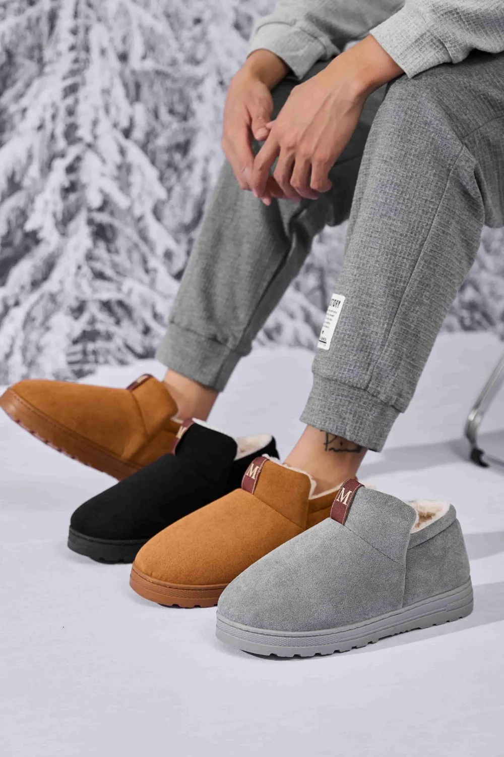 Letter M Suede Round Toe Slippers, image 2