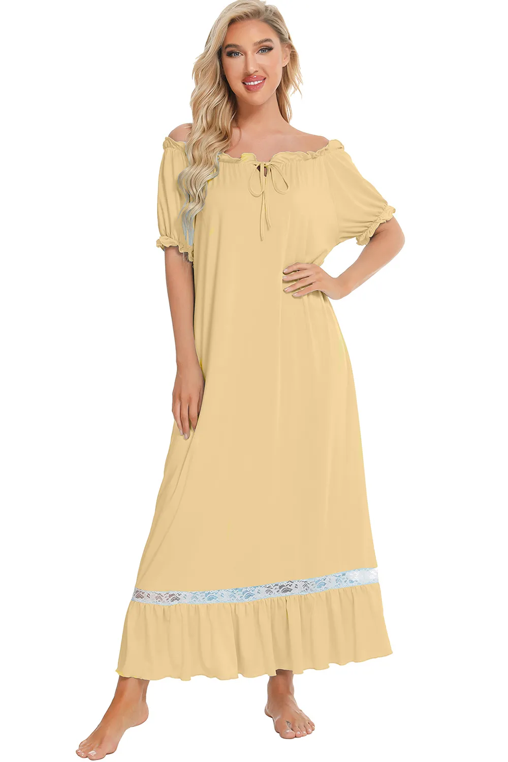 Lace Detail Short Sleeve Lounge Dress, image 22