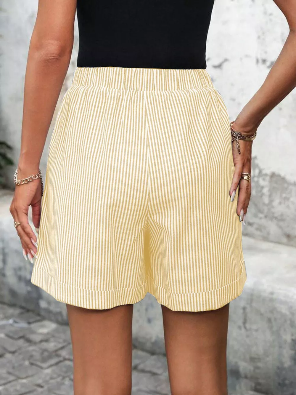 Striped Drawstring Waist Shorts, image 6