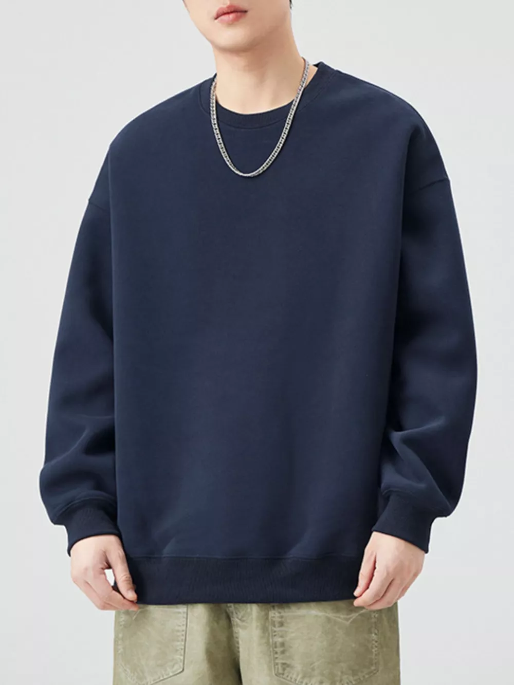 Men's Plus Size Crew Neck Long Sleeve Sweatshirt, image 5