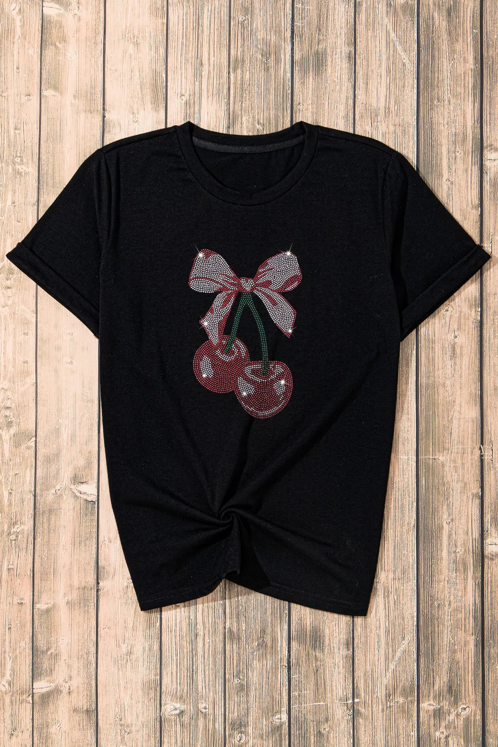 Cherry Graphic Round Neck Short Sleeve T-Shirt, image 6