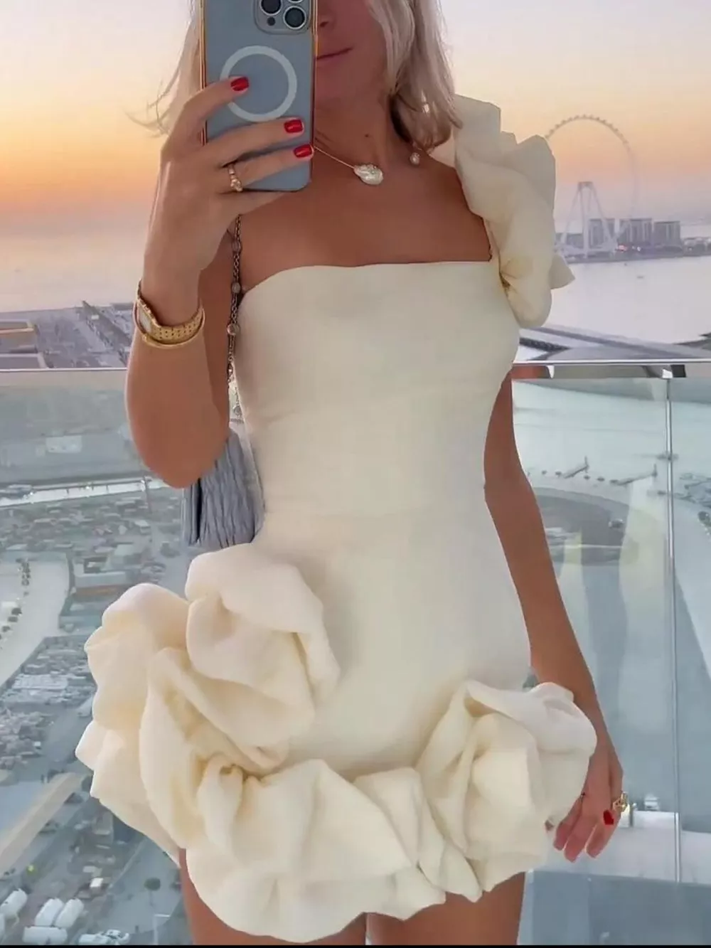 One-Shoulder Ruffle Mini Dress, image 3