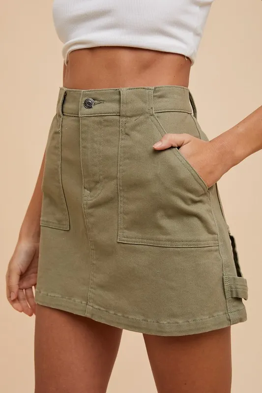 Cargo Denim Mini Skirt, image 2
