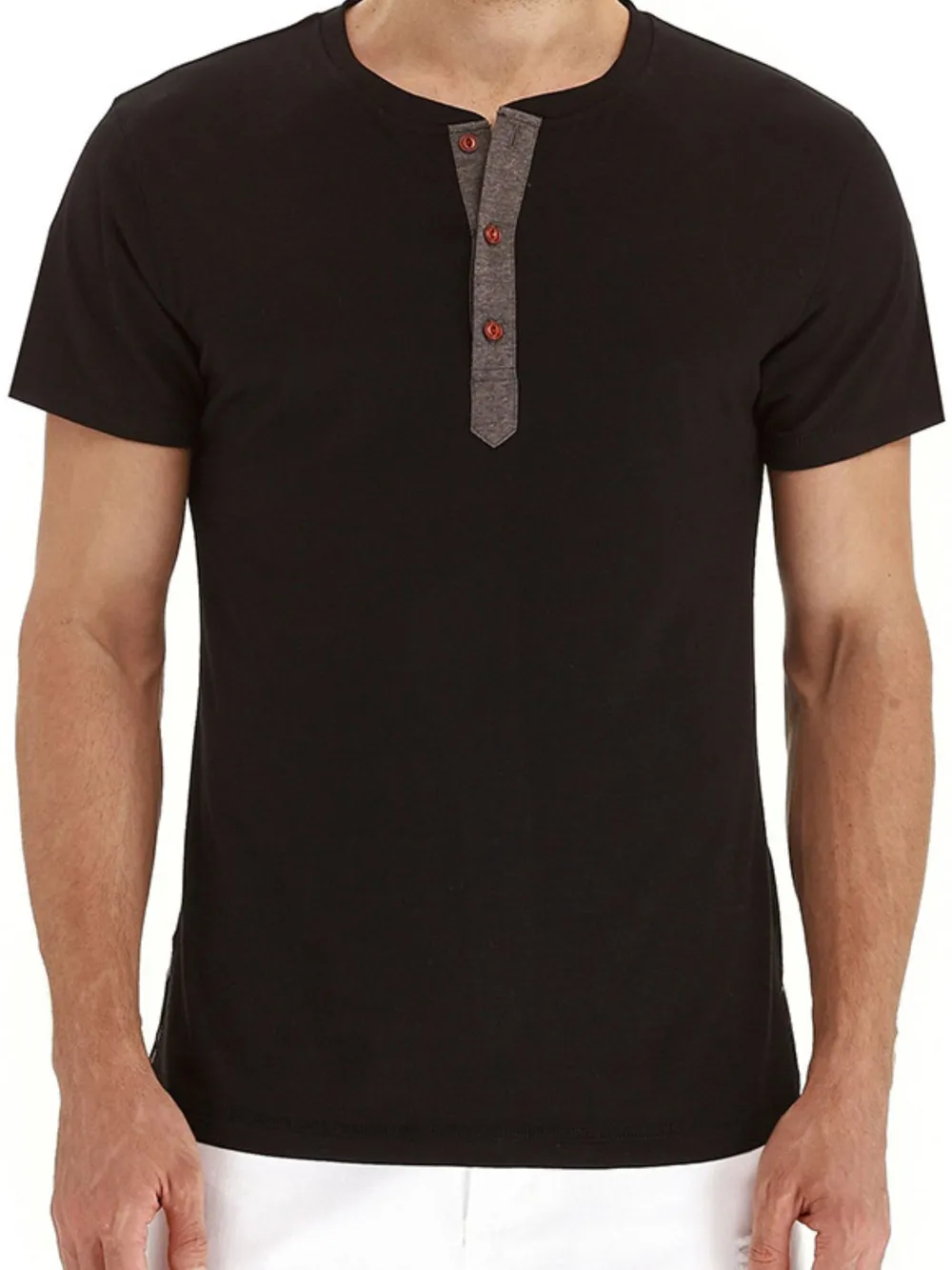 Men's Short Sleeve Henley Polo Shirt