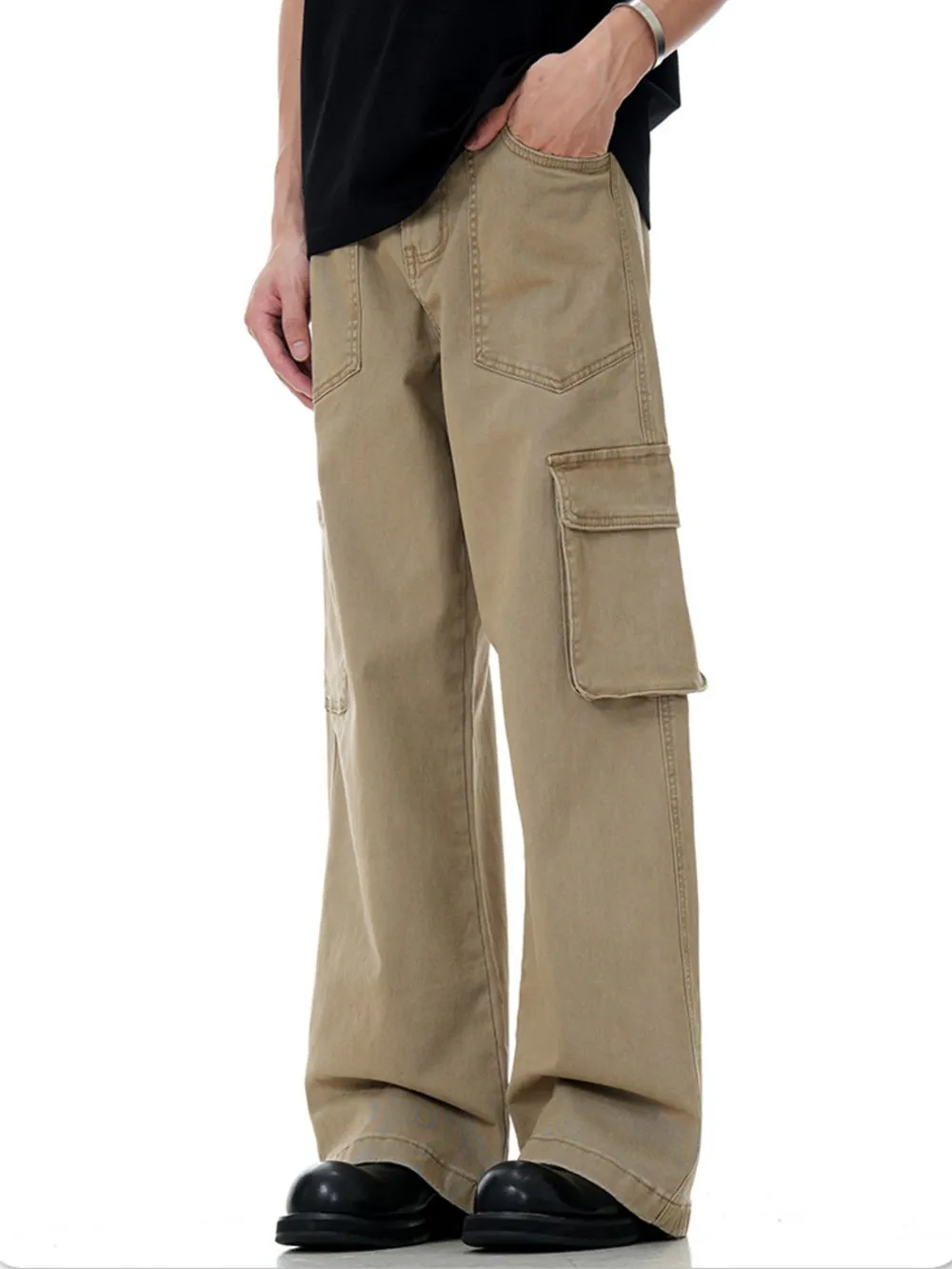 Men's Wide Leg Cargo Pants, image 4