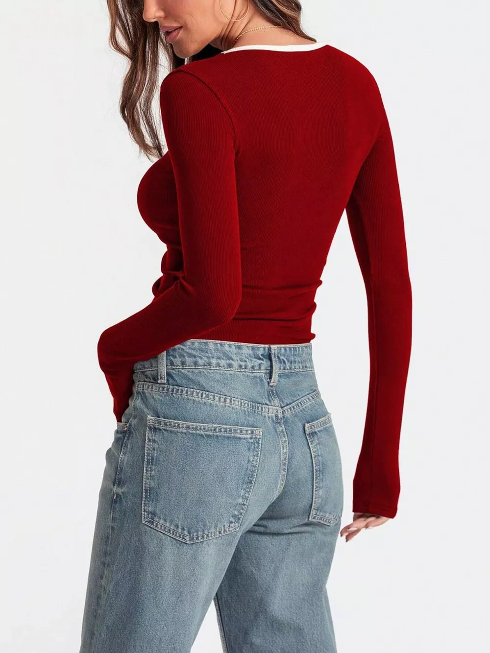 Contrast Trim Long Sleeve Top, image 10