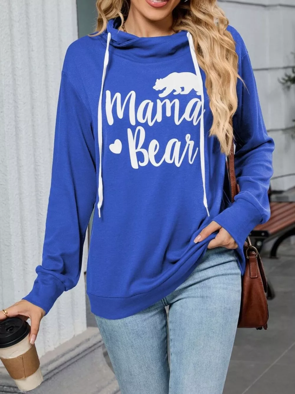 Contrast Letter Graphic Drawstring Long Sleeve Hoodie, image 7