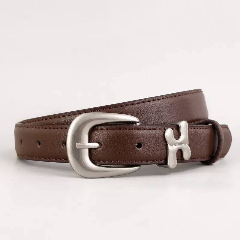 Leather Belt with Stylish H-Shaped Buckle, image 5