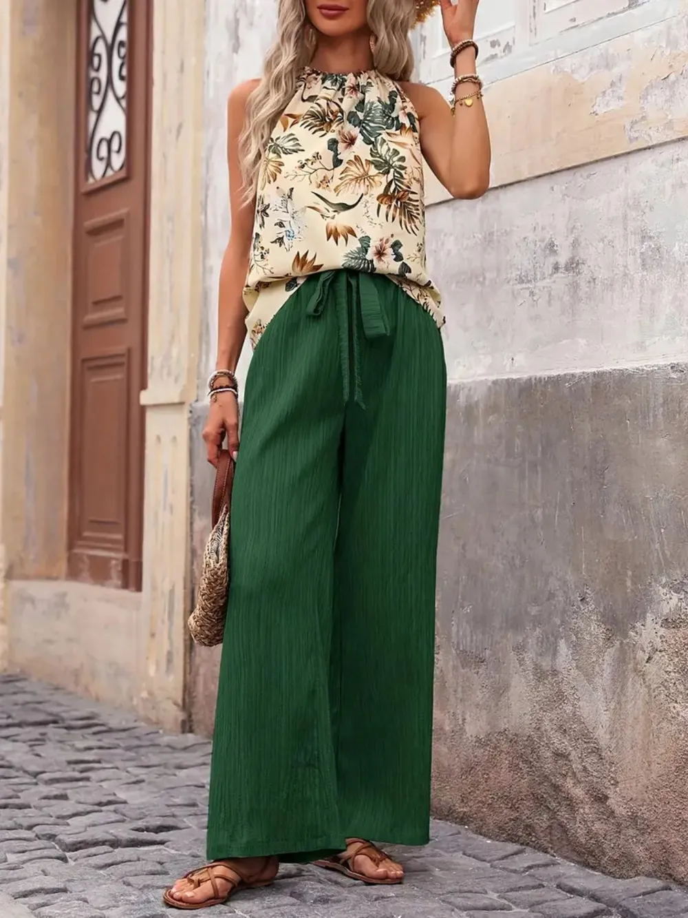 Printed Tank Top and Wide Leg Pants Set, image 19