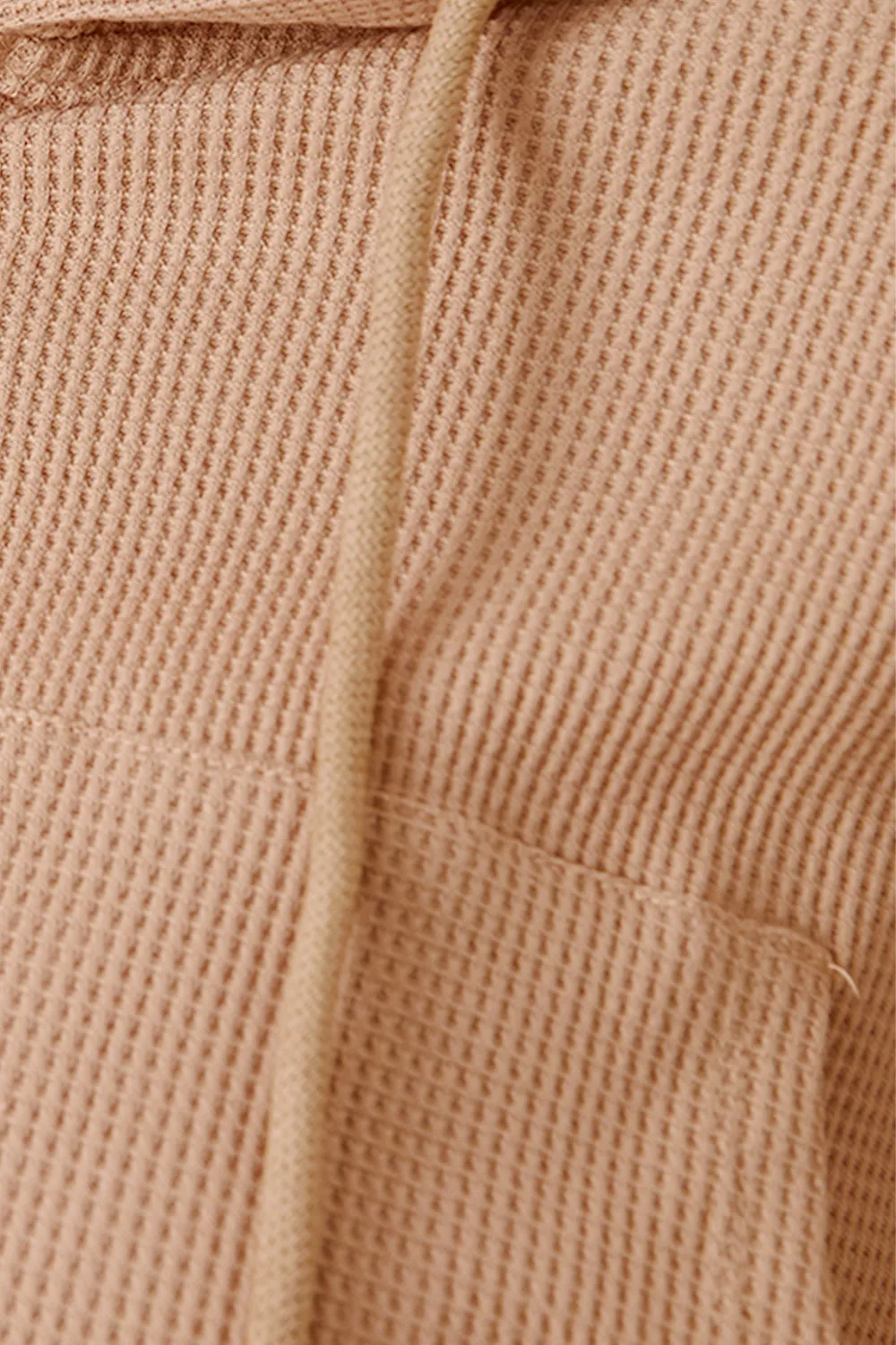 Waffle-Knit Drawstring Zip Up Hoodie, image 8