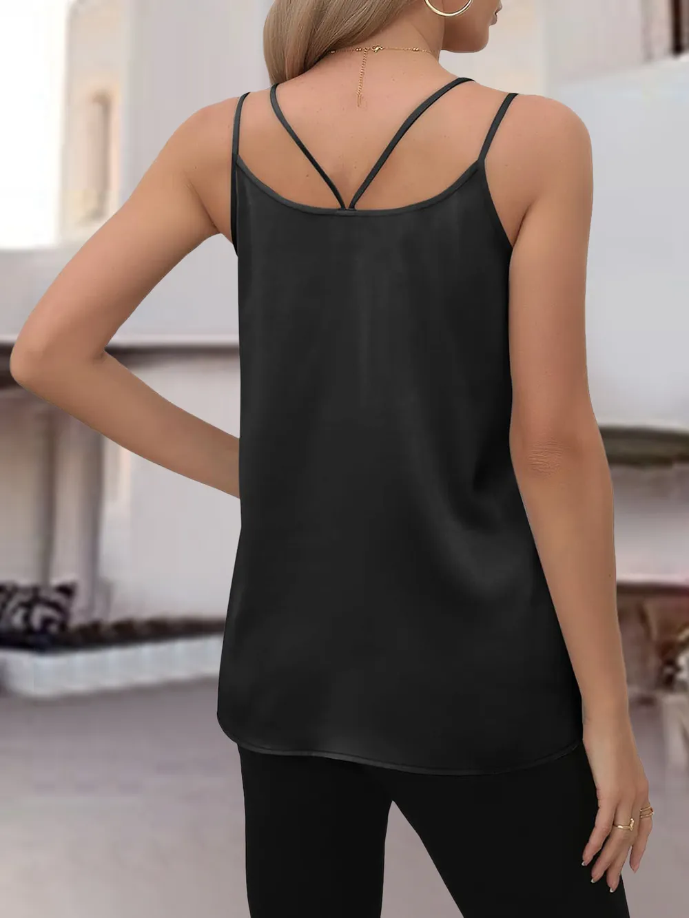 V-Neck Double Spaghetti Straps Cami, image 2