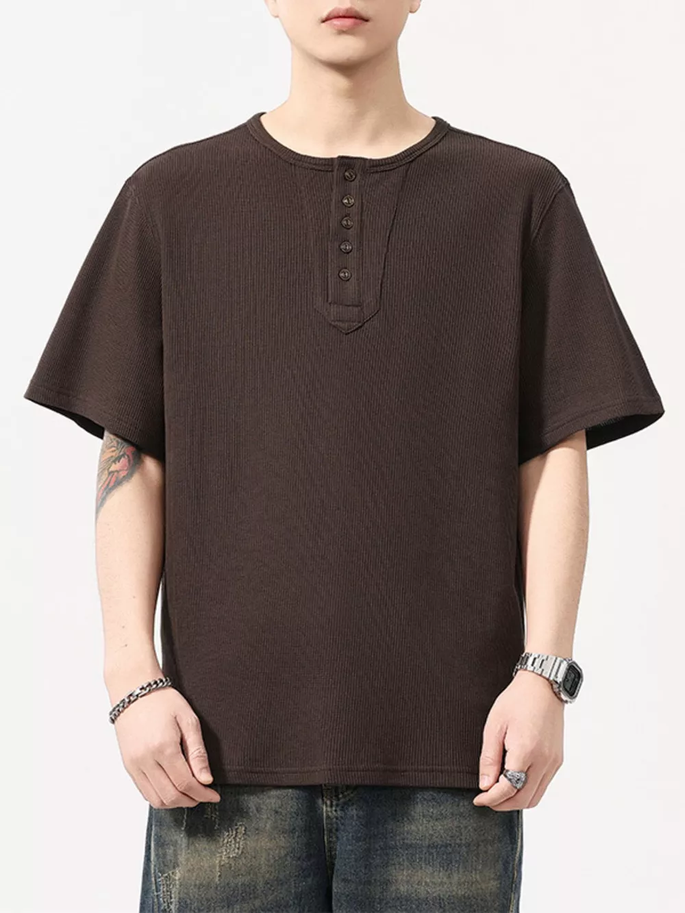 Men's Plus Size Round Neck Short Sleeve T-Shirt, image 5