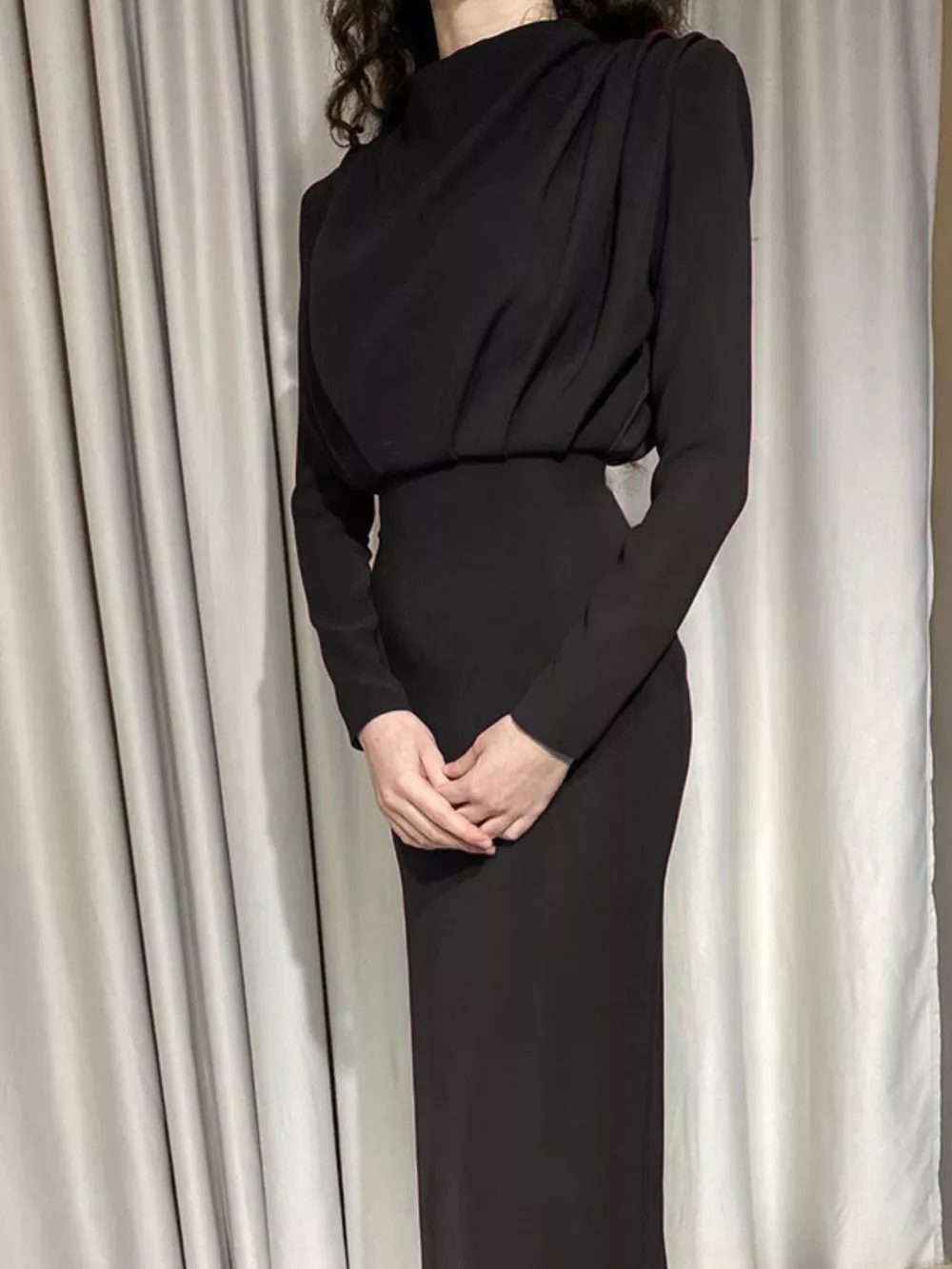 Mock Neck Long Sleeve Maxi Dress, image 4