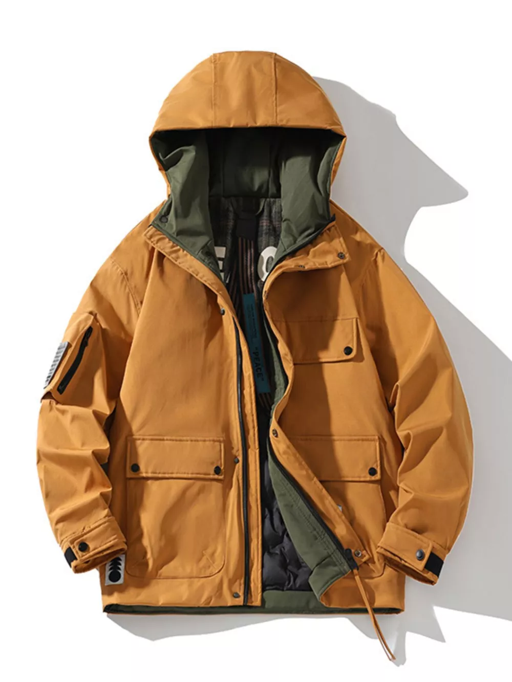 Men's Plus Size Zip Up Hooded Jacket, image 5