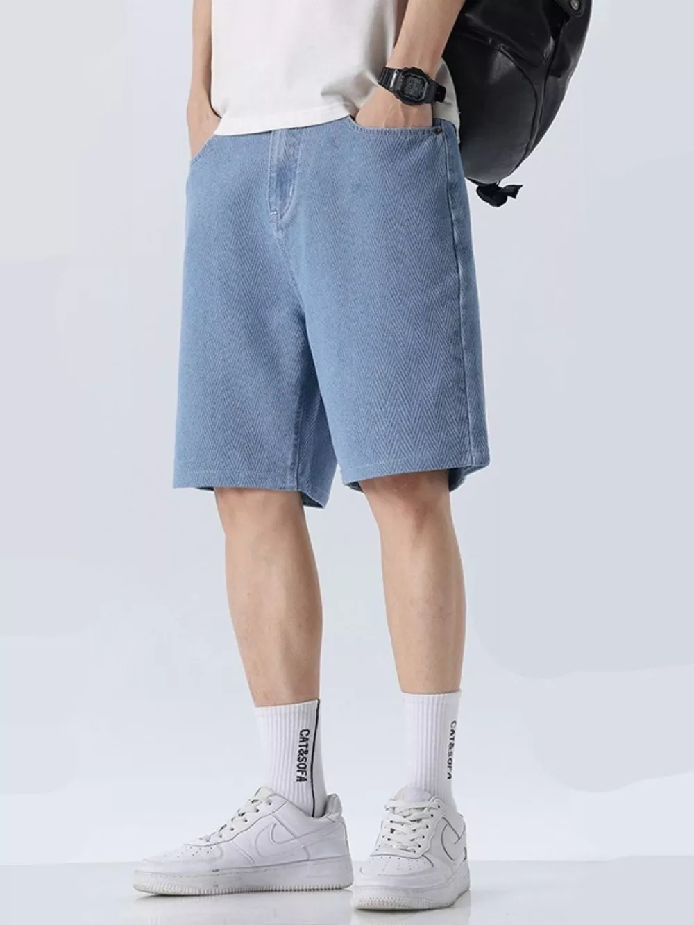 Men's Loose Fit Denim Shorts, image 2
