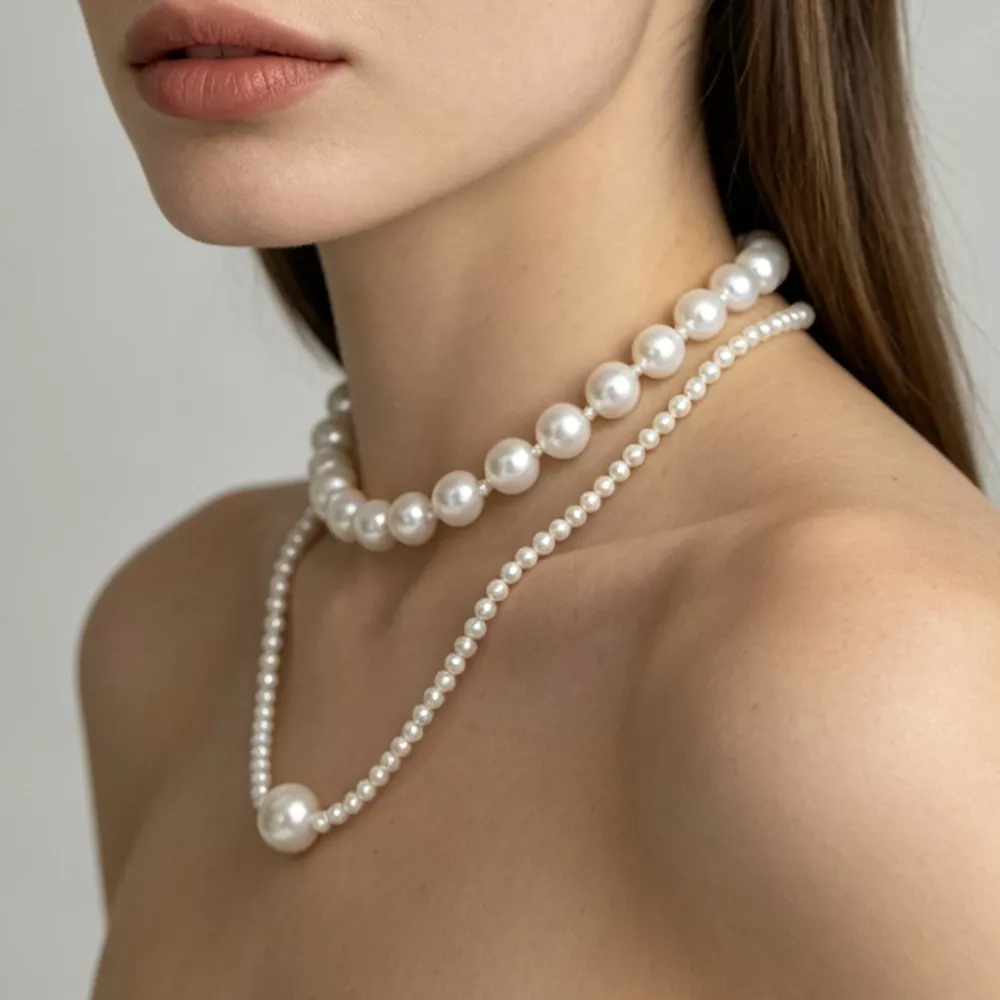 Elegant Double Layer Pearl Necklace, image 2