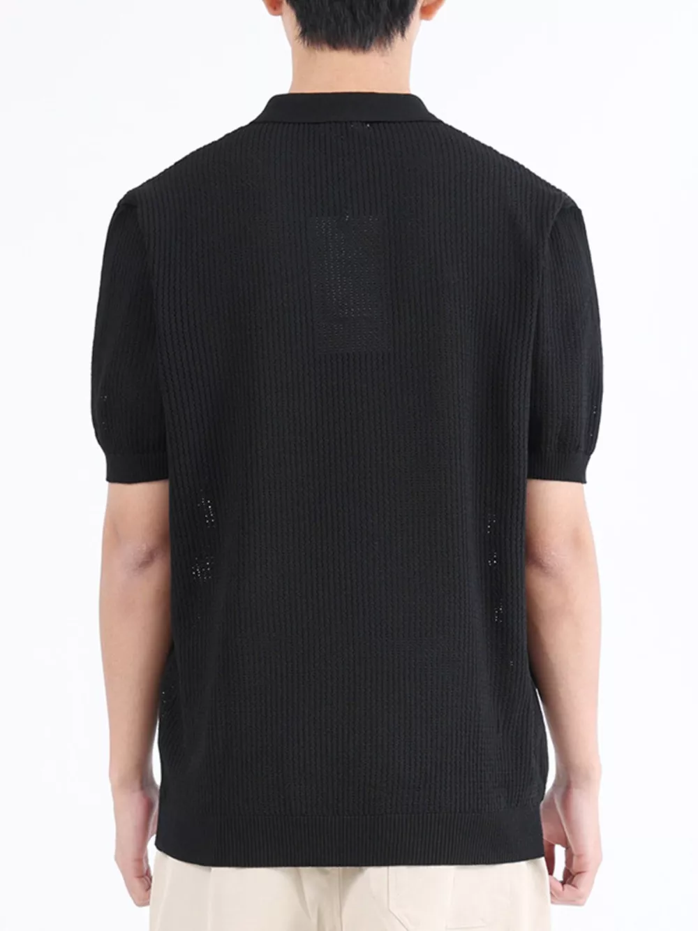 Men's Plus Size Textured Knit Short Sleeve Polo Shirt, image 6