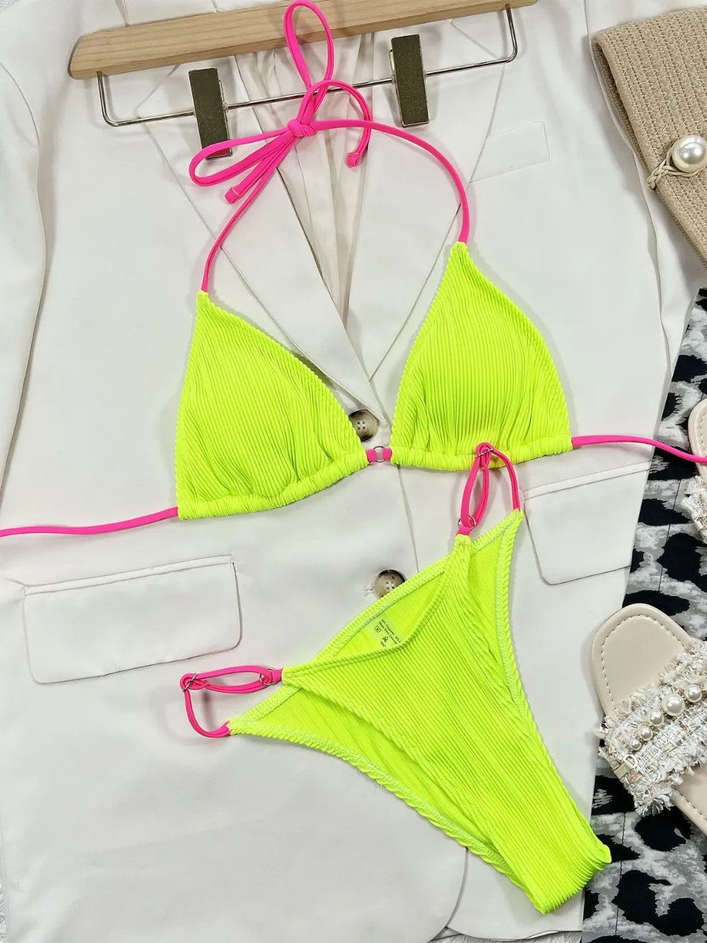 Ribbed Tie Back Bikini Set, image 4