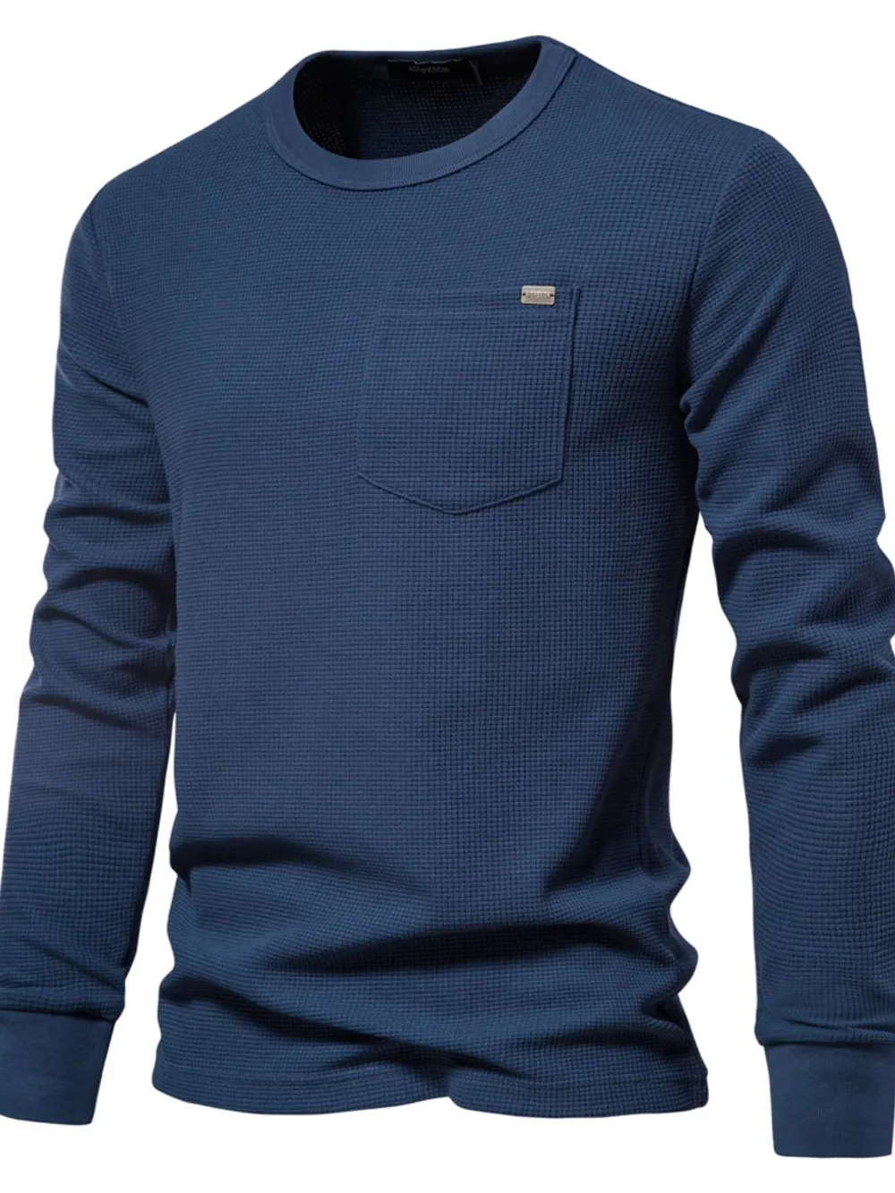 Men's Waffle-Knit Round Neck T-Shirt, image 2