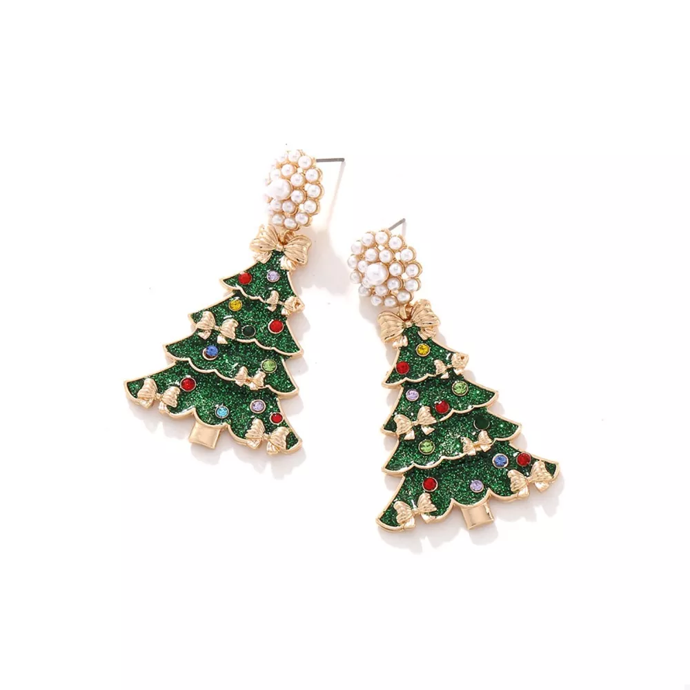 Christmas Tree Bow Earrings, image 4