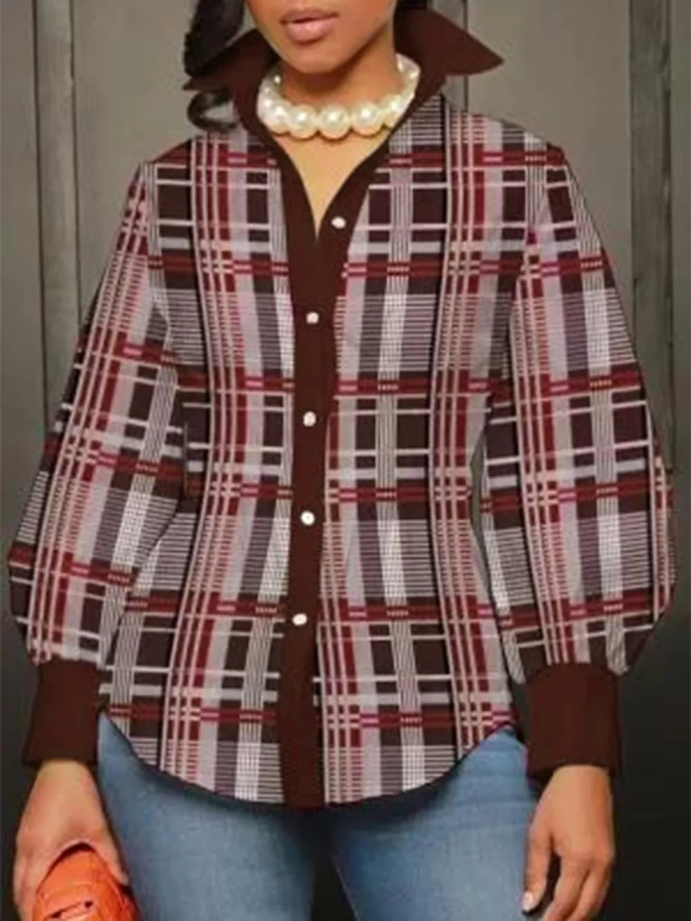 Plus Size Plaid Button-Down Shirt, image 4