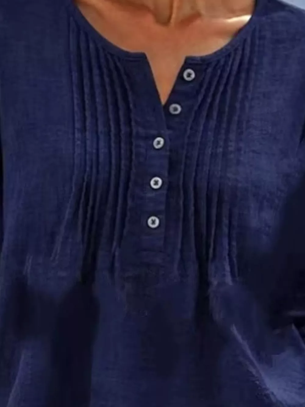 Casual Button Detail Long Sleeve Linen Shirt, image 11