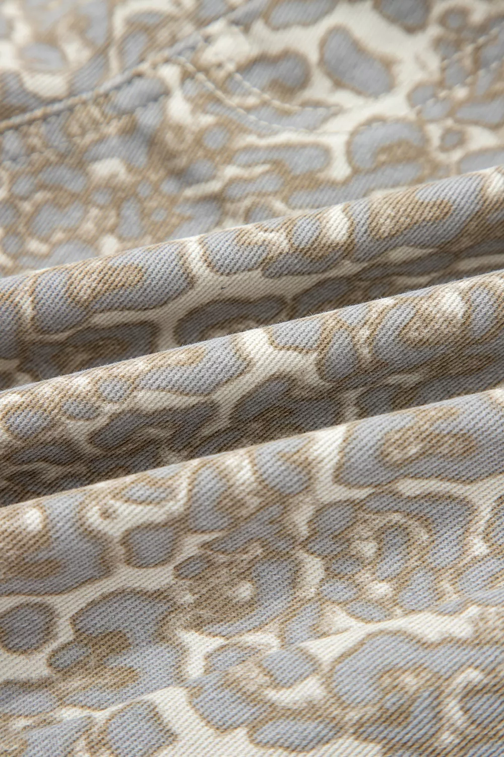 Raw Edge Leopard Print Denim Shorts, image 11